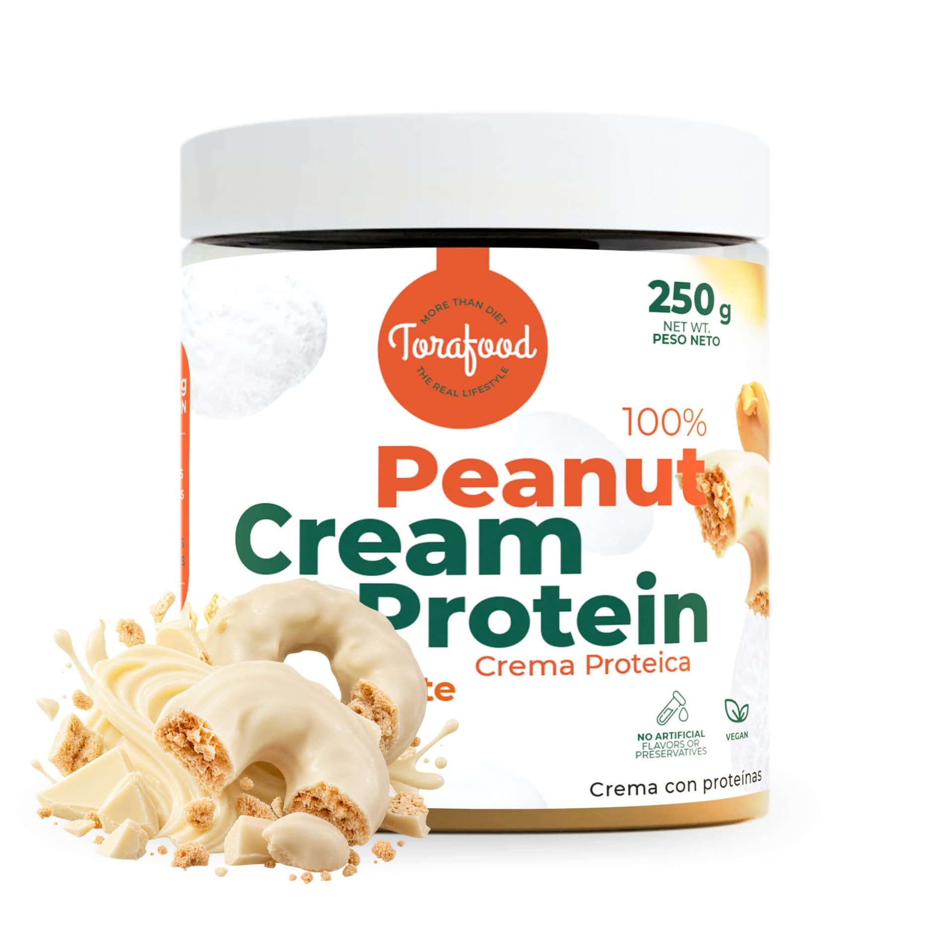 Crema de Cacahuete Sabor Anillo de Chocolate Blanco y Galleta 250G