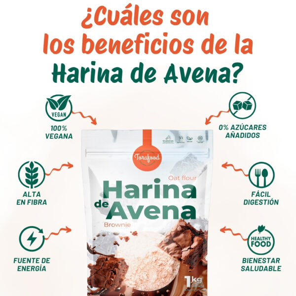 Harina de Avena Sabor Brownie 1KG - Imagen 3