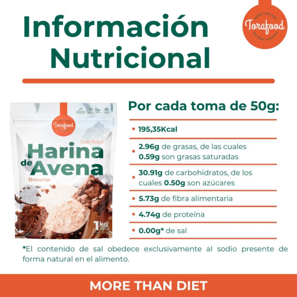 Harina de Avena Sabor Brownie 1KG - Imagen 4