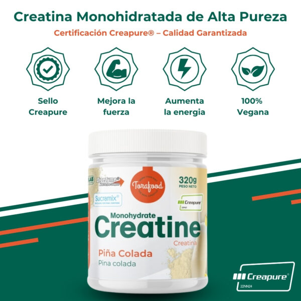 Creatina Creapure Monohidratada Piña Colada 320g - Imagen 2