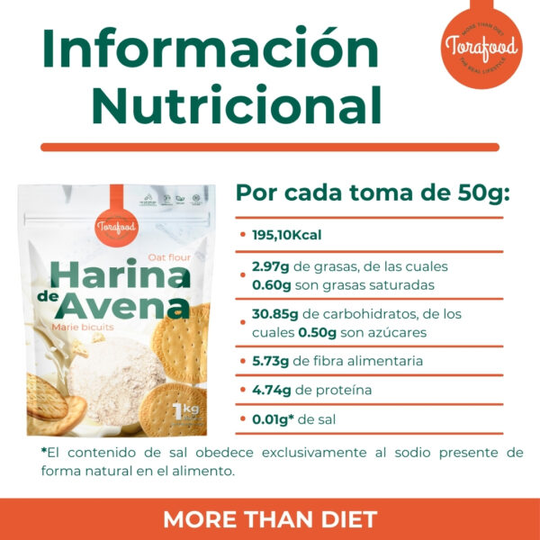 Harina de Avena Sabor Galleta Maria 1KG - Imagen 4