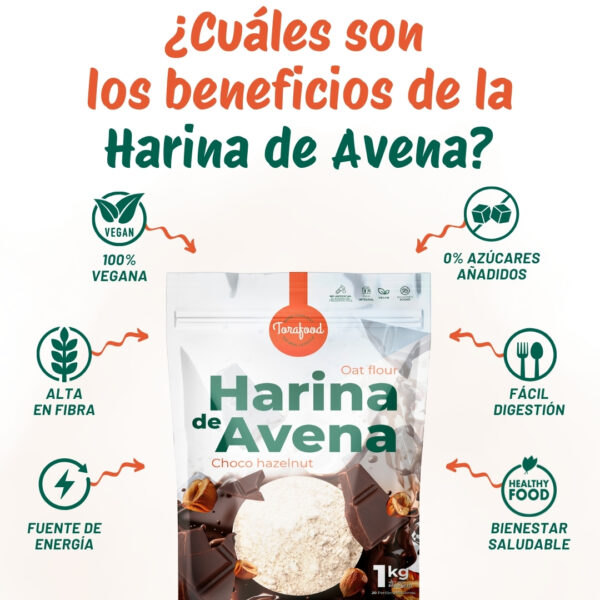 Harina de Avena Sabor Chocolate Avellanas 1KG - Imagen 3