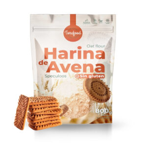 Harina de avena integral sin gluten sabor speculoos Torafood 800 g en envase doypack.